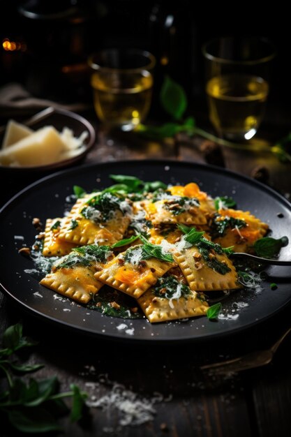 Photo ravioli di zucca with sage butter best for banner flyer and poster