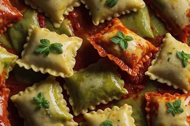 Ravioli pillows stuffed with flavorful fillings