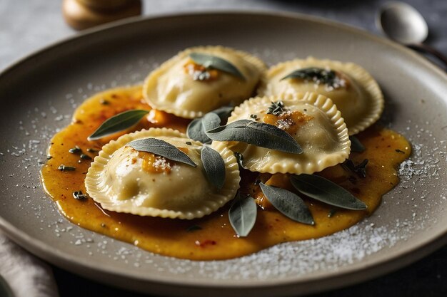 Ravioli with sage brown butter sauce