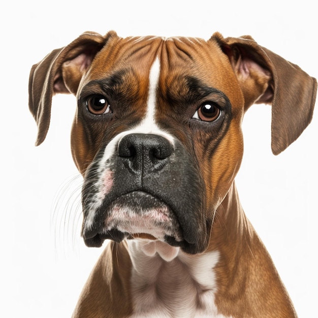 Ravishing adorable cute boxer dog portrait with the curiosity look