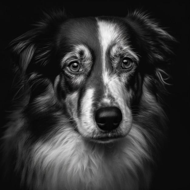 Ravishing Australian shepherd studio portrait in black isolated background