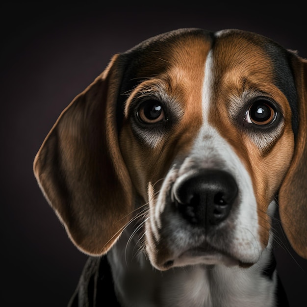 Ravishing realistic beagle dog portrait on studio isolated background