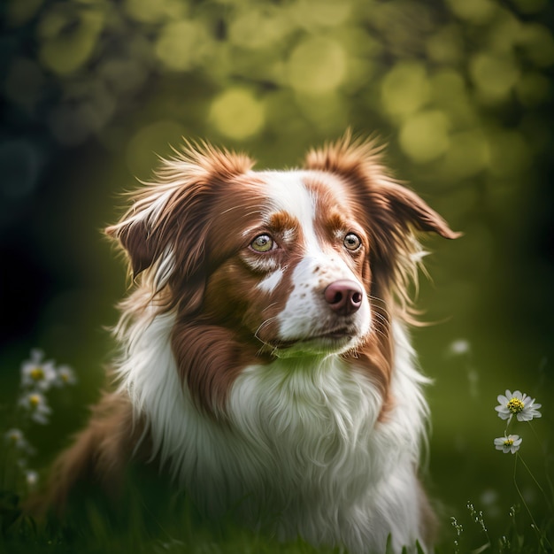 Ravishing realistic digital illustration portrait of Australian shepherd dog