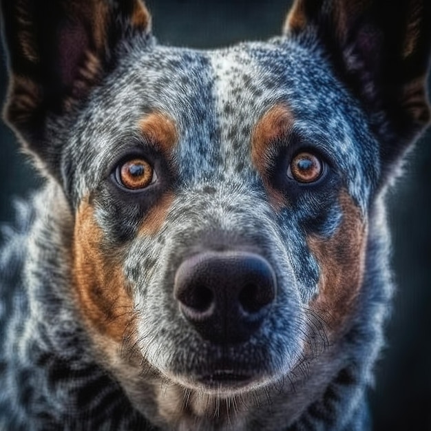 Ravishing realistic portrait of Australian cattle dog in isolated background