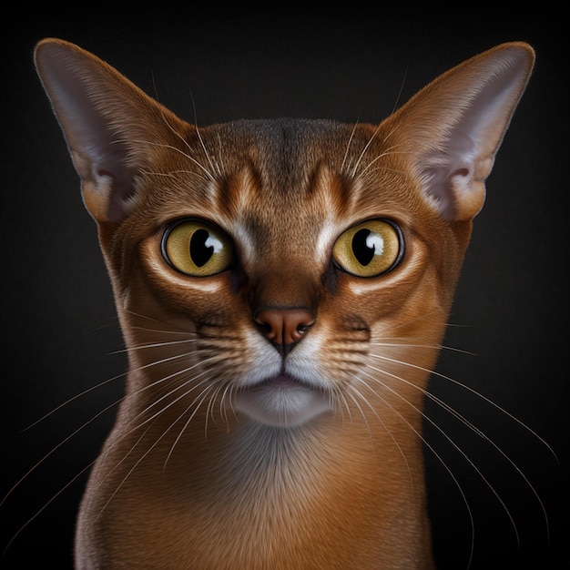 Ravishing studio portrait of abyssinian cat on isolated background