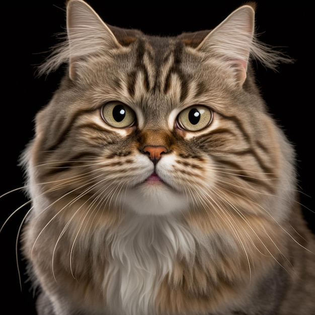 Ravishing studio portrait of american bobtail cat on isolated background