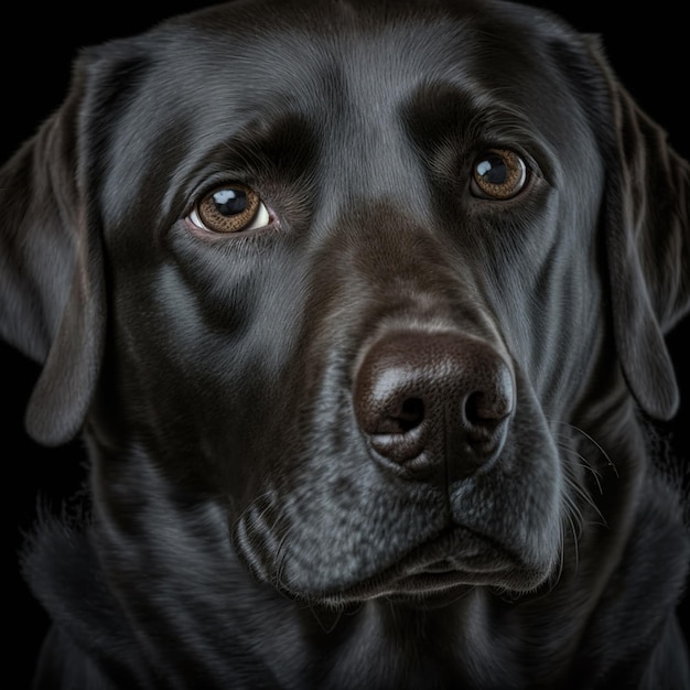 Ravishing studio portrait of black labrador retriever dog on isolated background