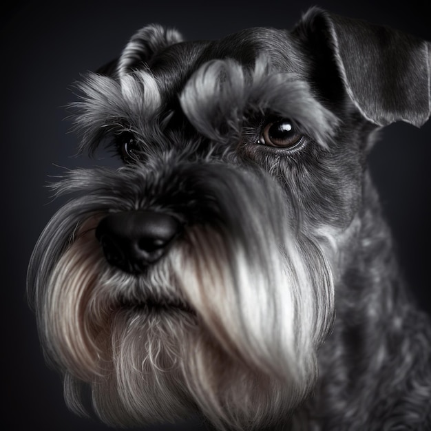 Ravishing studio portrait of miniature schnauzer dog on isolated background