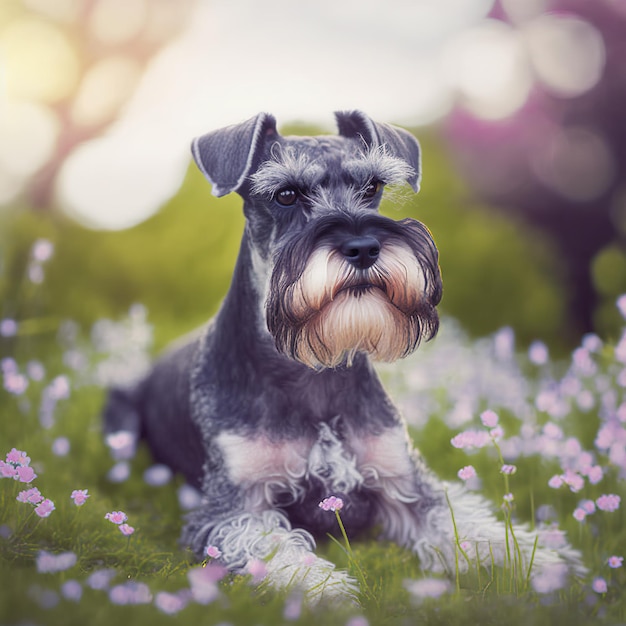 Ravishing studio portrait of miniature schnauzer dog on isolated background