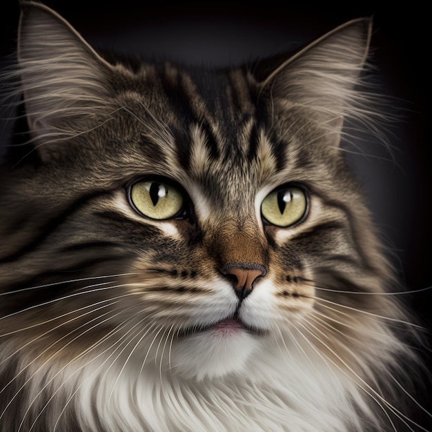 Ravishing studio portrait of norwegian forest cat on isolated background