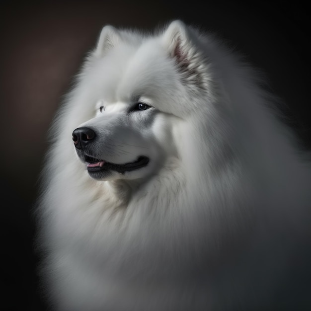 Ravishing studio portrait of samoyed dog on isolated background