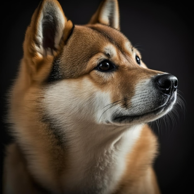 Ravishing studio portrait of shiba inu dog on isolated background