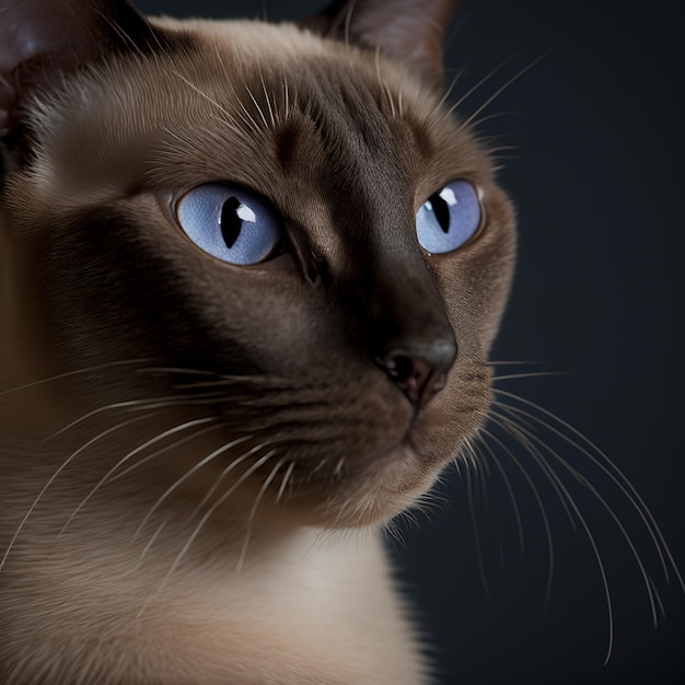 Ravishing studio portrait of tonkinese cat on isolated background