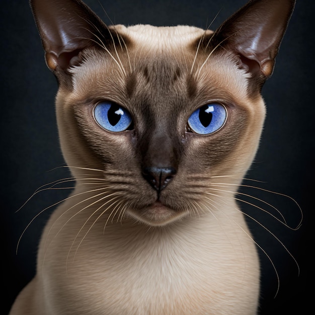 Ravishing studio portrait of tonkinese cat on isolated background