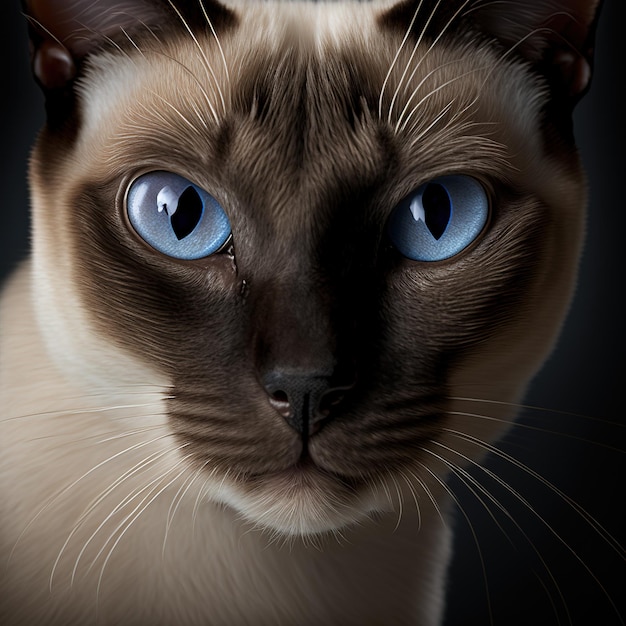 Ravishing studio portrait of tonkinese cat on isolated background