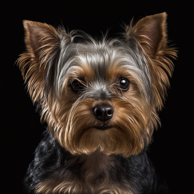 Ravishing studio portrait of yorkshire terrier dog on isolated background