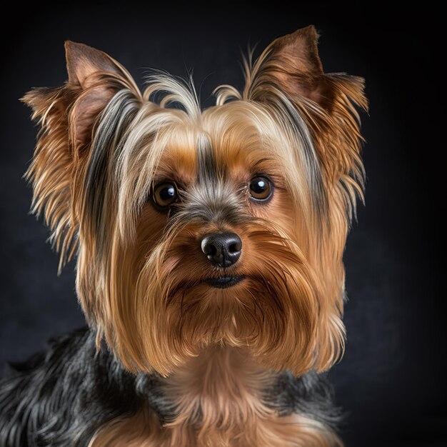 Ravishing studio portrait of yorkshire terrier dog on isolated background