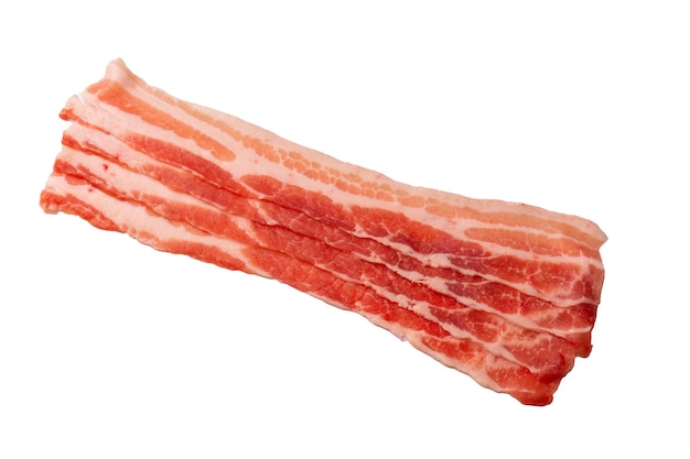 Raw bacon slices isolated on a white background