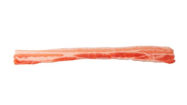 Raw bacon slices isolated on a white background