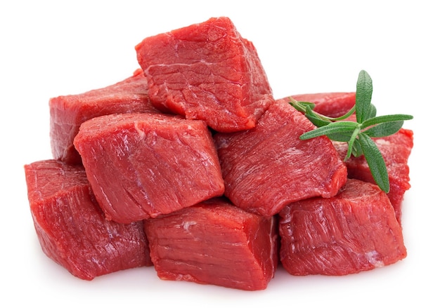 Raw beef meat isolated on white background