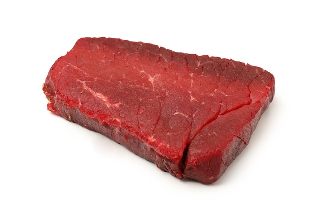 Raw beef steak isolated on white background