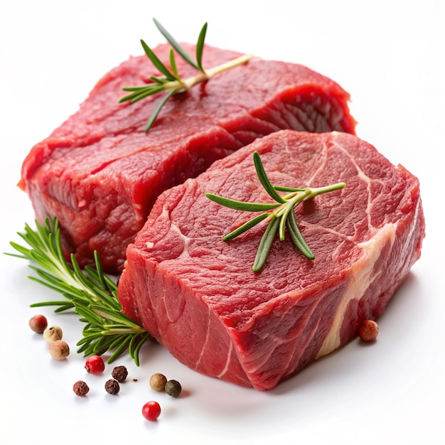 raw beef on white background