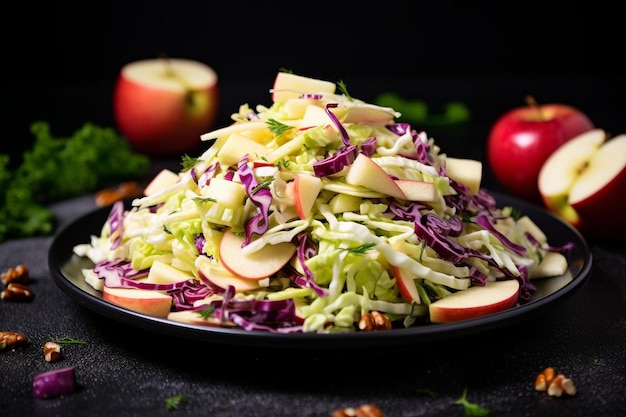 Raw cabbage and apple slaw with a cider vinaigrette