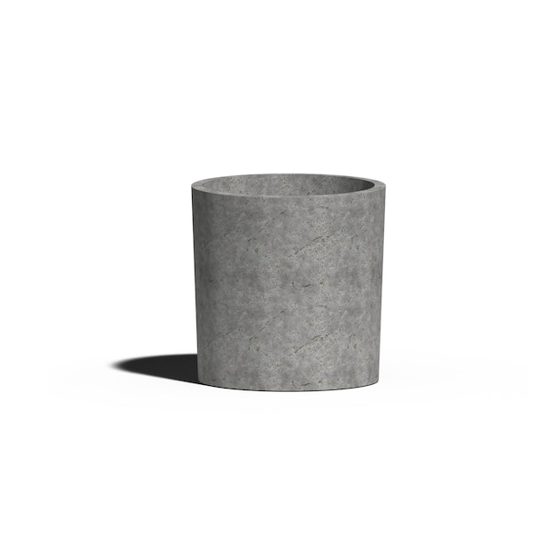 raw cement plant pot in a loft style on white background