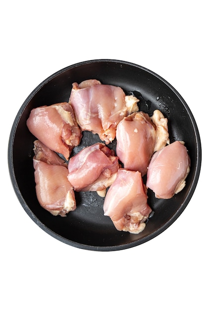 Raw chicken boneless thigh pulp meat poultry fresh meal snack on the table copy space food