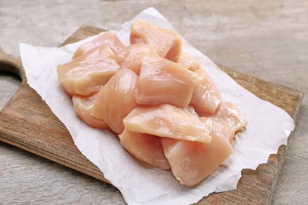 Raw chicken meat on wooden background