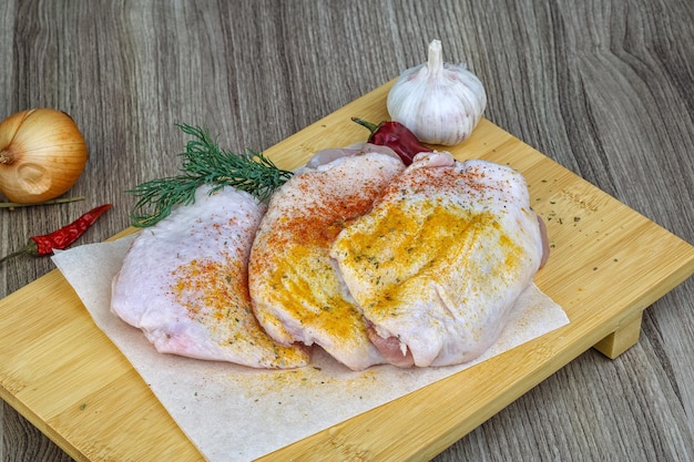 Raw chicken thights