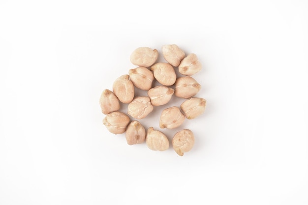 raw chickpeas isolated on white background