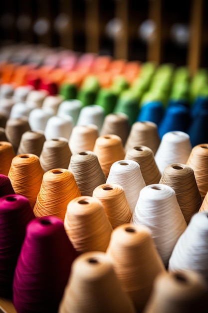 Raw cotton transformed into vibrant threads in an active textile factory