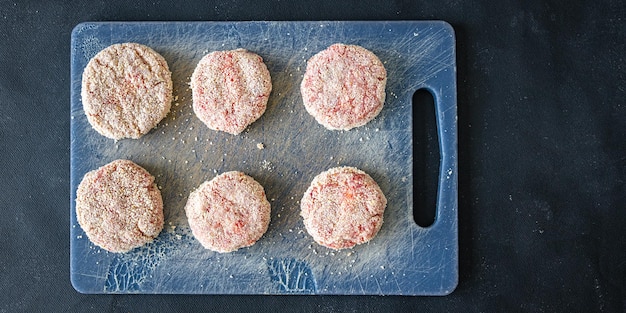 raw cutlet meat fresh cutlets healthy meal food snack on the table copy space food background