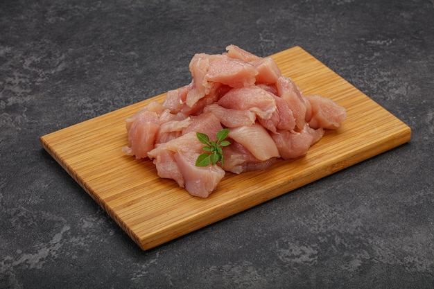 Raw diced chicken for cooking