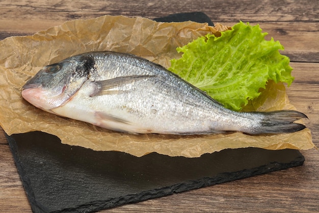 Raw Dorada fish for cooking