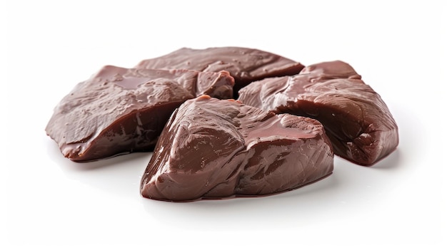 Photo raw fresh beef liver on white background