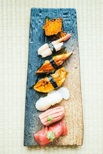 Raw and fresh nigiri sushi roll