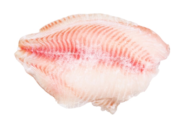 Raw frozen fillet of ocean perch fish isolated