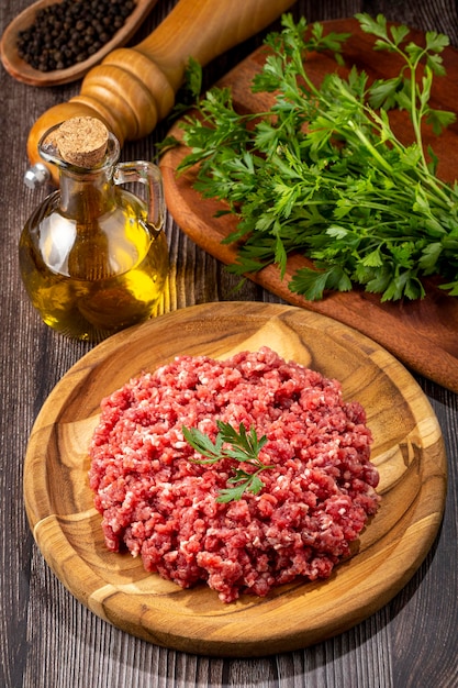 Raw ground beef ready for preparation