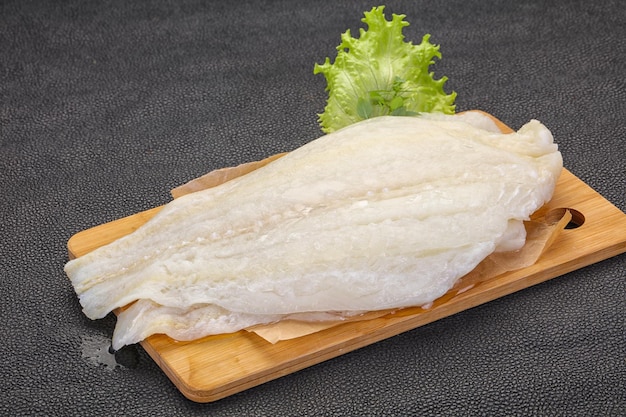 Raw halibut fillet