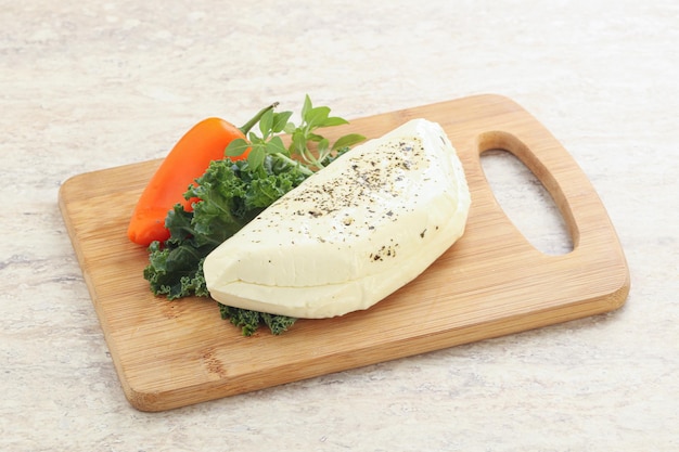 Raw haloumi cheese for grill