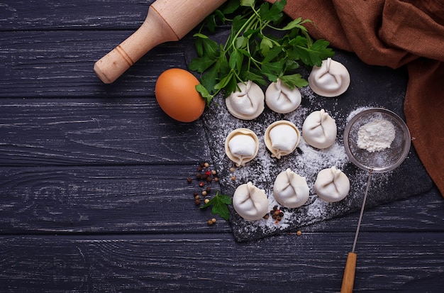 Raw homemade dumplings