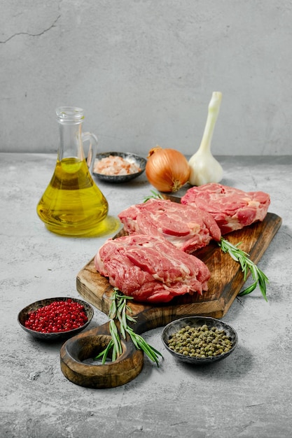 Raw lamb neck cut on slices