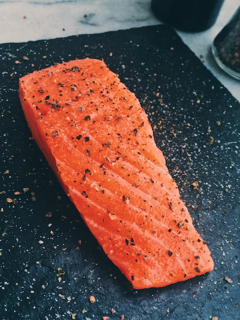 Raw marinated salmon healthy eating and mediterranean cuisine recipes styled concept