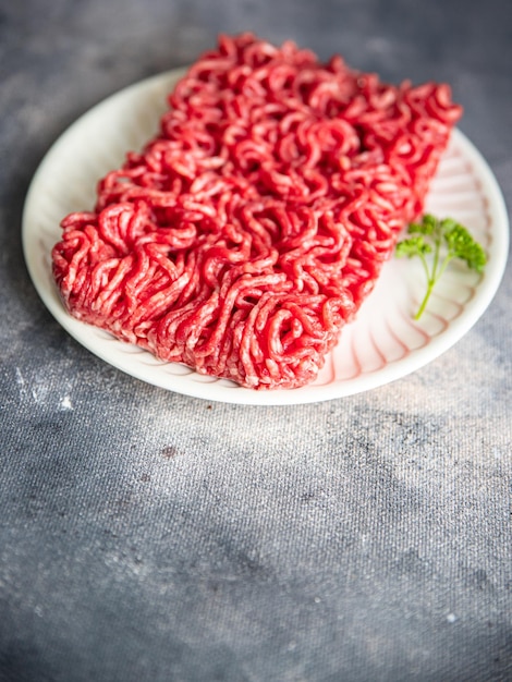 raw minced meat pork, beef, lamb cuisine fresh meal food snack on the table copy space food