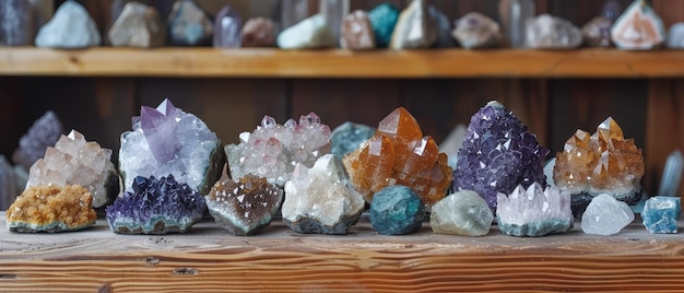 Raw minerals displayed in a geology lab