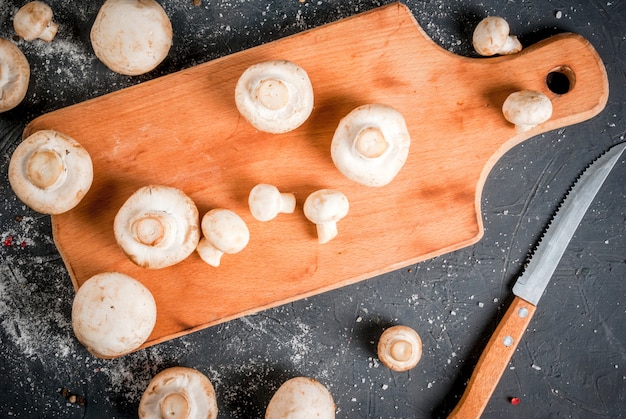 Raw mushroom champignon