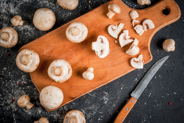 Raw mushroom champignon