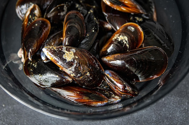 raw mussel shell seafood meal food snack on the table copy space food background